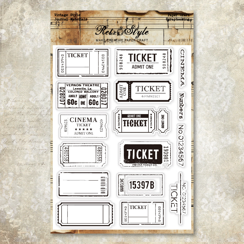 Cuentas de mano transparente sello de silicona fondo retro sello básico DIY decoración cuentas de mano sello de goma hongos papel manuscrito