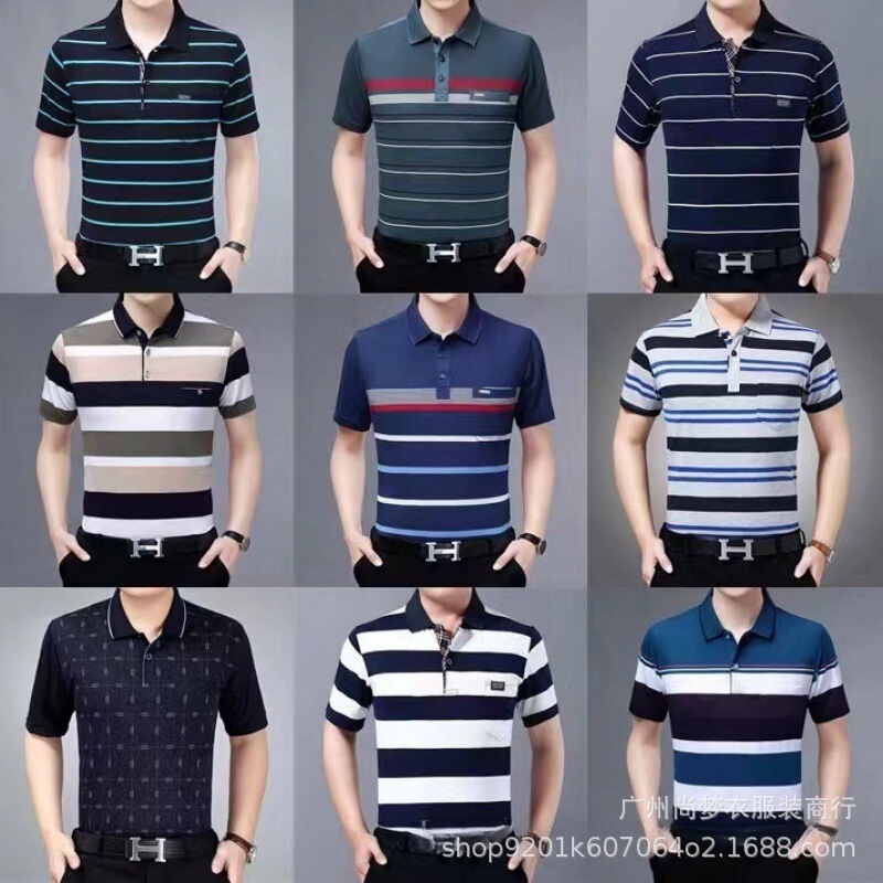 Summer Middle-Aged and Elderly Men's Polo Shirts with Lapels, Business Short-Sleeved T-Shirts, Loose Men's Tops, Polo Shirts, Clothing Wholesale