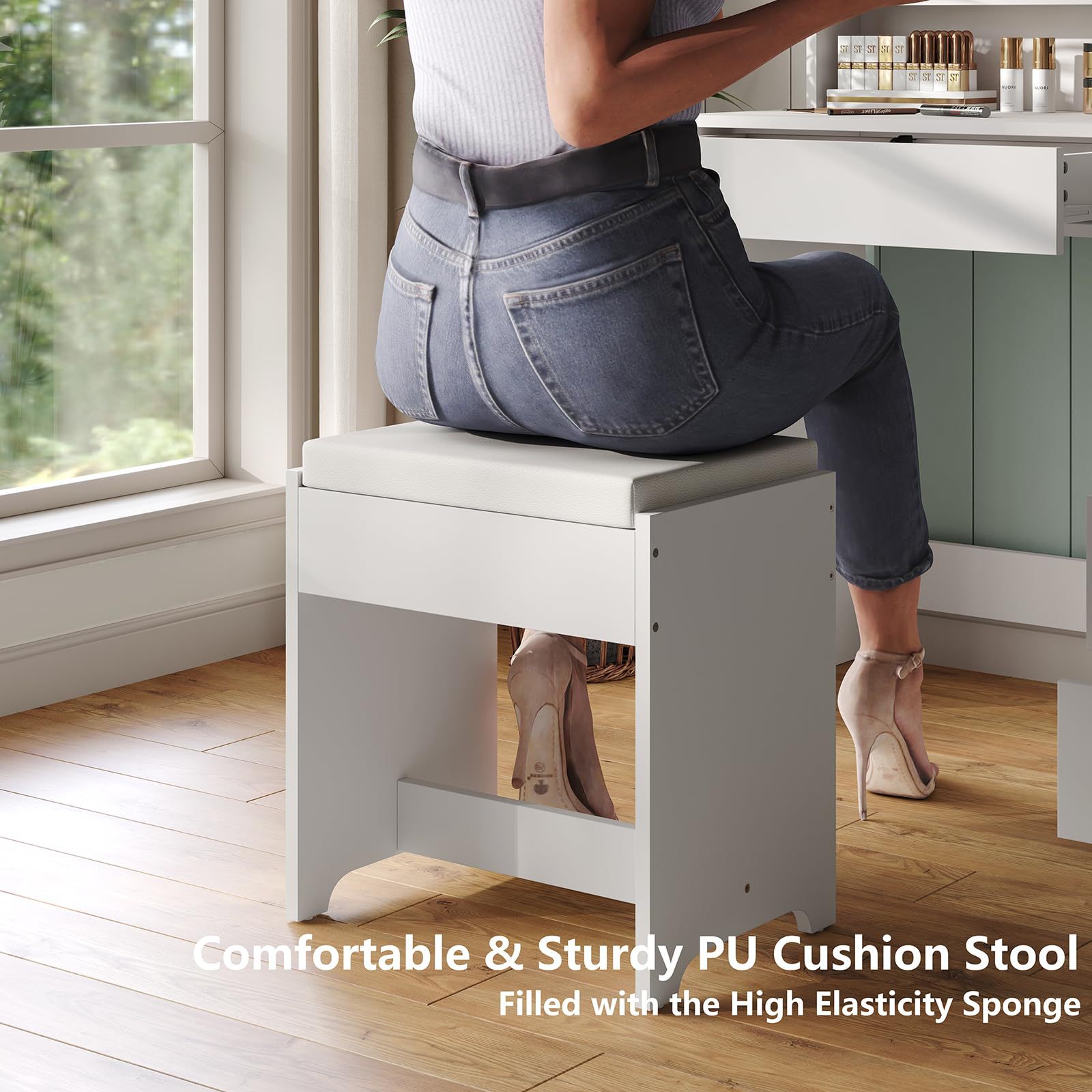 Comercio exterior personalizado comedor con luces y un conjunto de ropa de cama dormitorio armario de maquillaje de gran capacidad