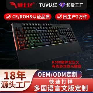 跨境爆品键盘电竞游戏键盘多彩RGB背光网吧办公电脑套件键盘定制