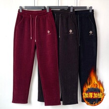2024新款加绒加厚雪尼尔女裤秋冬大码宽松小脚高腰显瘦哈伦休闲裤