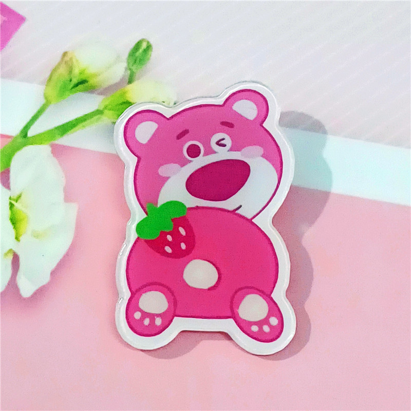 Dibujos animados ins lindo suave lindo fresa oso acrílico broche Estudiante Premio insignia bolsa colgante joyería parche