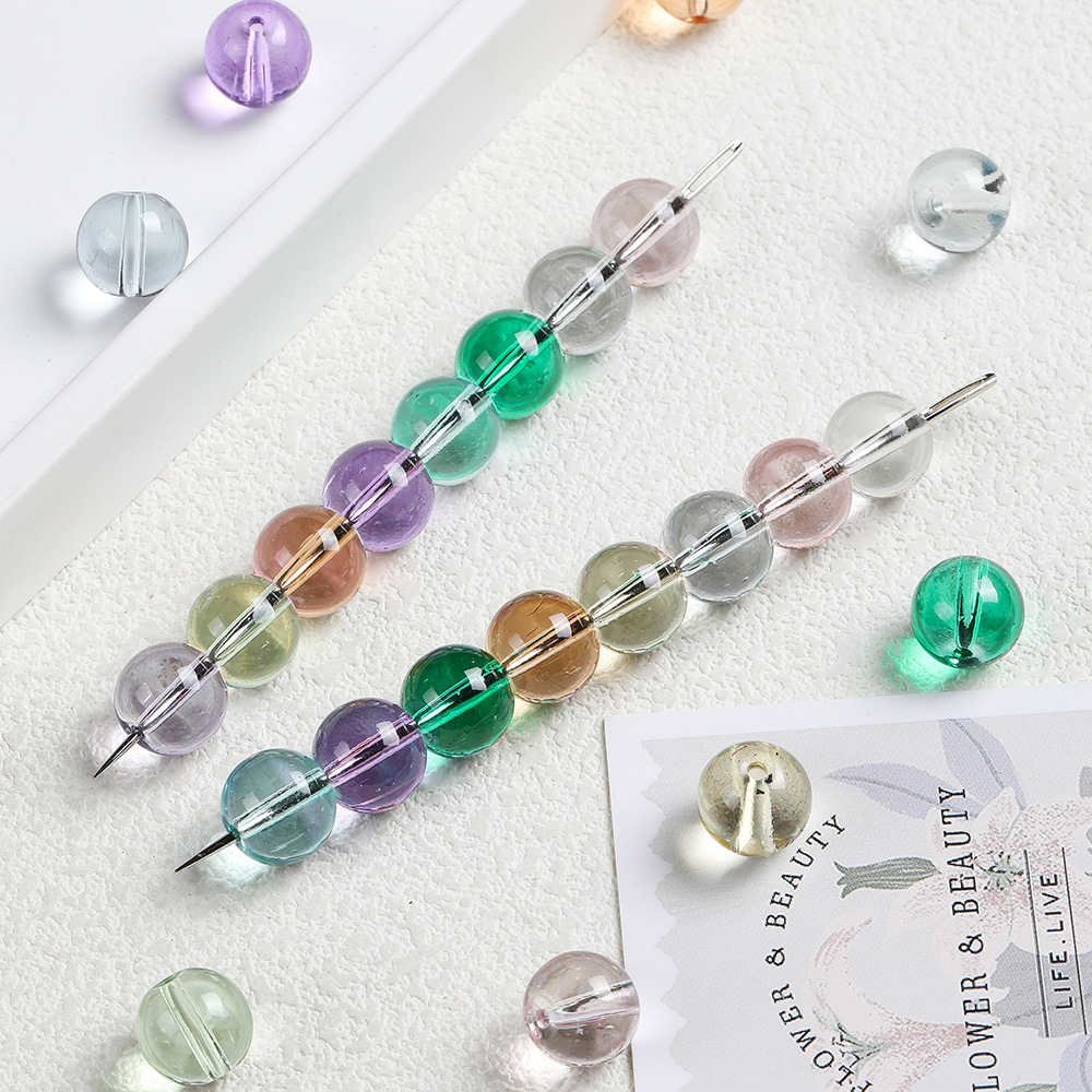 6 / 8 / 10mm esmaltado transparente esmaltado esferas de vidrio DIY joyas manuales pulseras material accesorio de collar image 6
