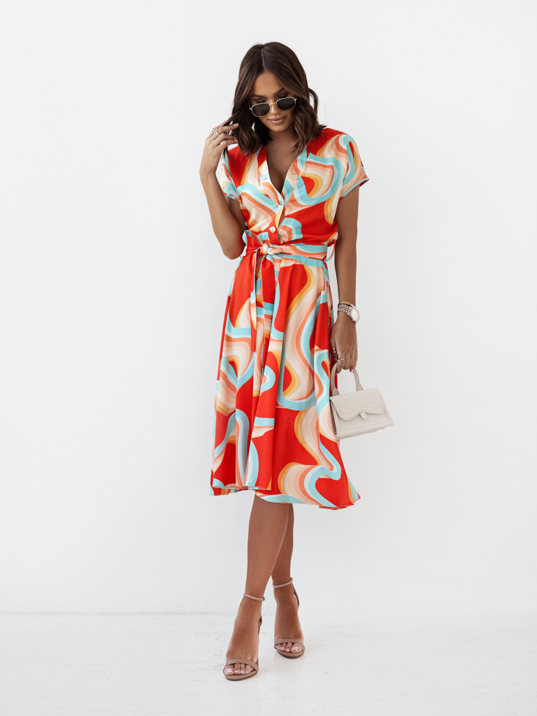 Women's A-line Skirt Fashion V Neck Printing Patchwork Short Sleeve Printing Maxi Long Dress Daily display picture 6