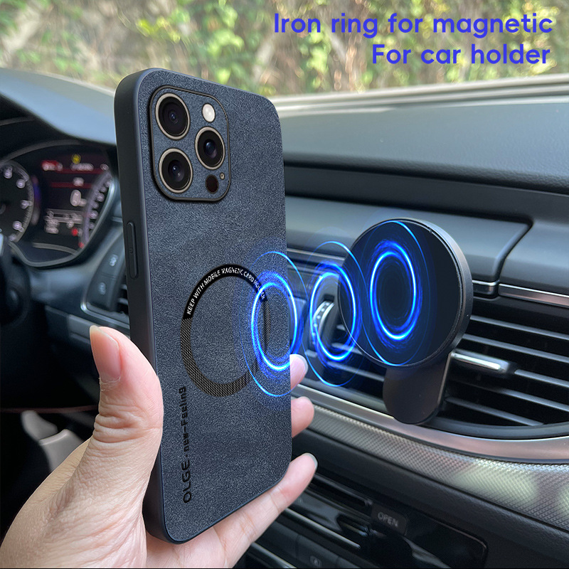 Suitable for iPhone 17 Phone Case, New Magnetic Sheepskin Leather 15 Anti-Drop 14 Personalized 13 Promax Phone Case