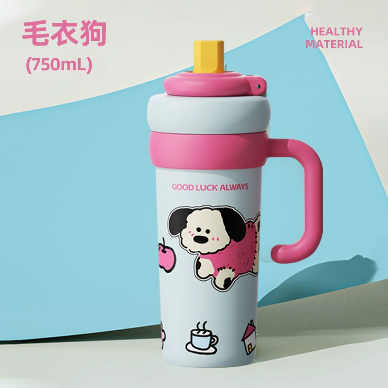 Capacious glass, tea cup, high quality ceramic straw with glass