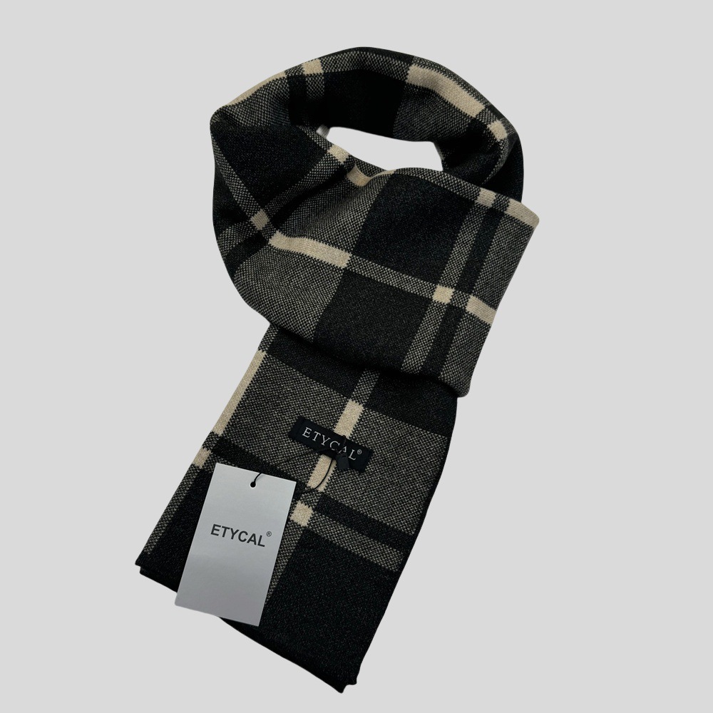 Herbst und Winter Neuer karierter Herrenschal Vielseitiger warmer Strickschal aus Mischgewebe für das Geschäft Einfacher_voghion.com