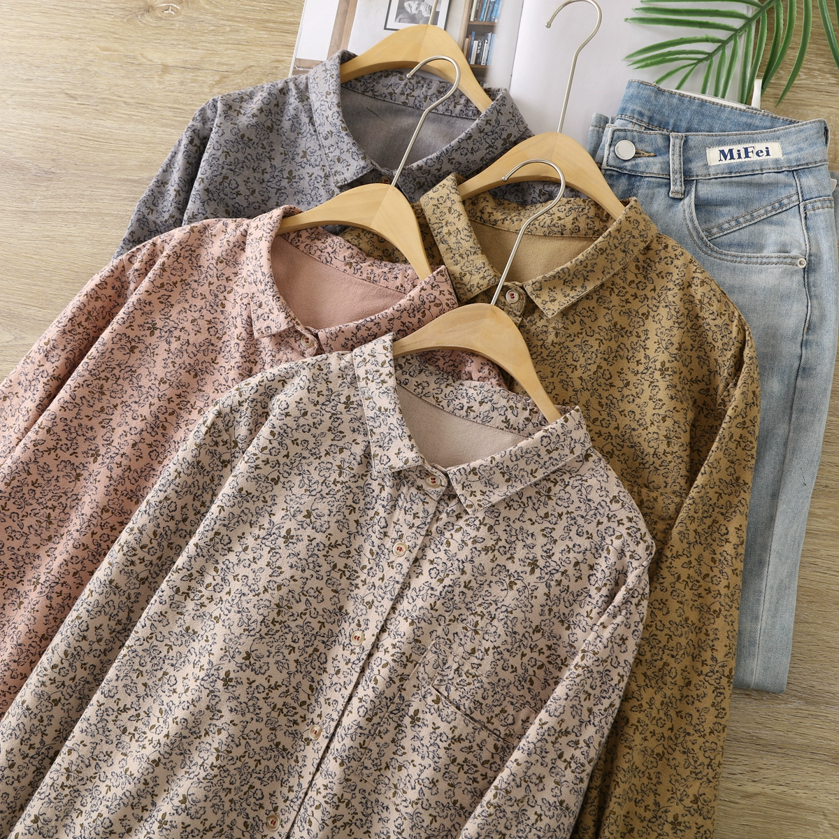 Винтажная художественная хлопчатобумажная рубашка с цветочным принтом