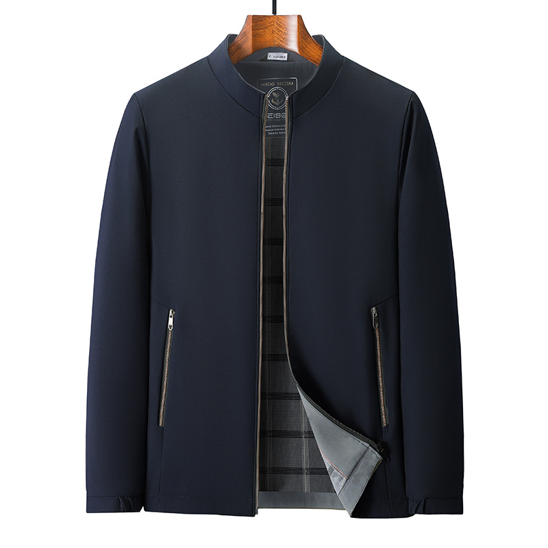 Veste de costume décontractée pour homme, nouvelle collection printemps 2024, col montant, pour papa d'âge moyen_voghion.com