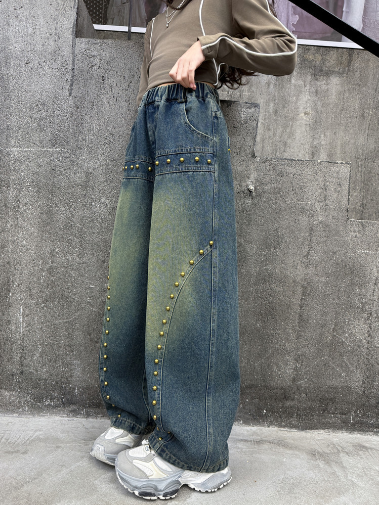 Spot 25008 Retro Pearl Jeans New Children's Miscellaneous European And American Jeans_voghion.com