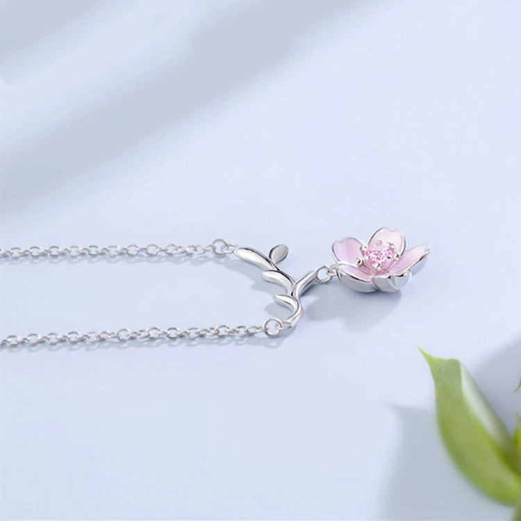 Фуксия ожерелье, цепь для ключей/сумки, образец из серебра 925, цветочная, стиль лёгкой роскоши, стиль высокого качества