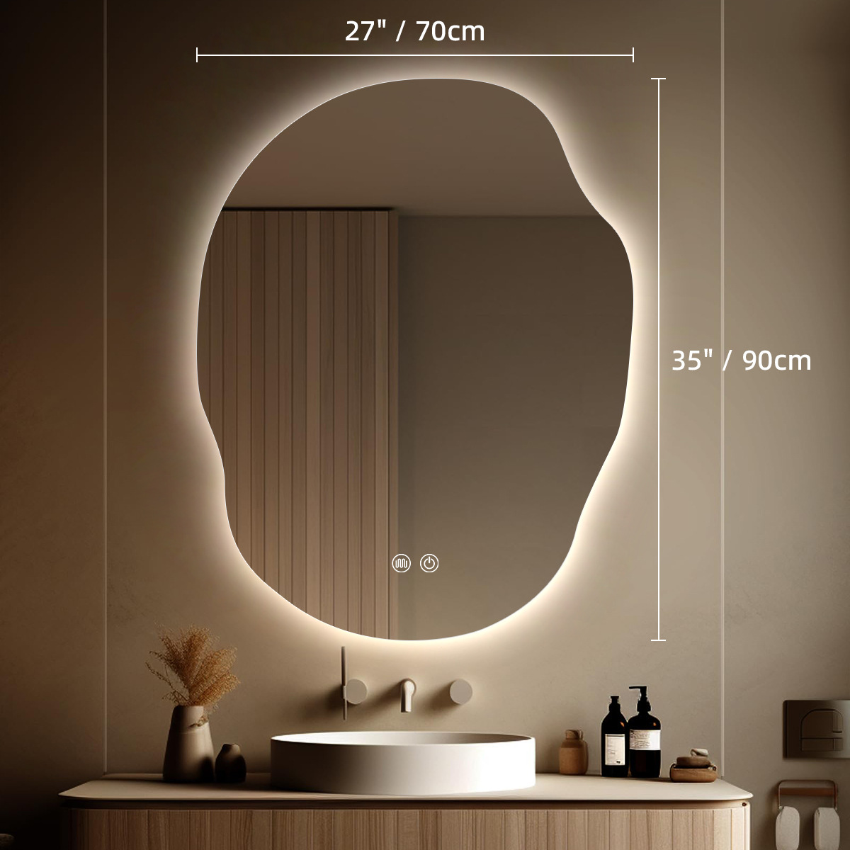 Comercio exterior papa forma especial inteligente led espejo de maquillaje colgante de pared dormitorio tocador espejo de baño pared colgante con luz Amazon