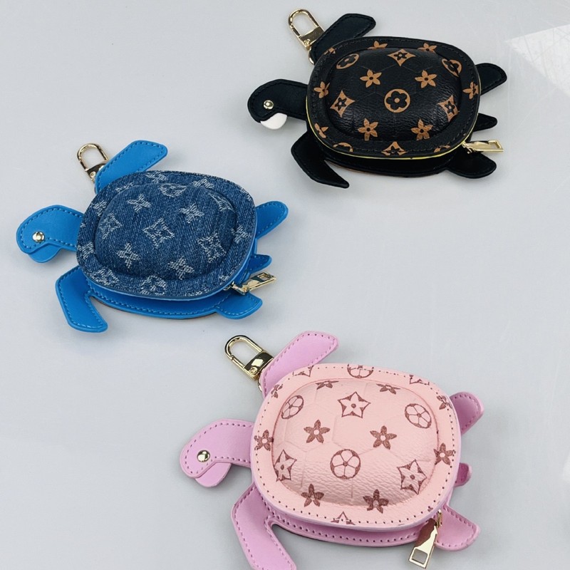 タートルバッグアクセサリーペンダントヘッドフォンバッグ高級レザーカーキーホルダークリエイティブ口紅バッグ女性のバッグアクセサリー|undefined