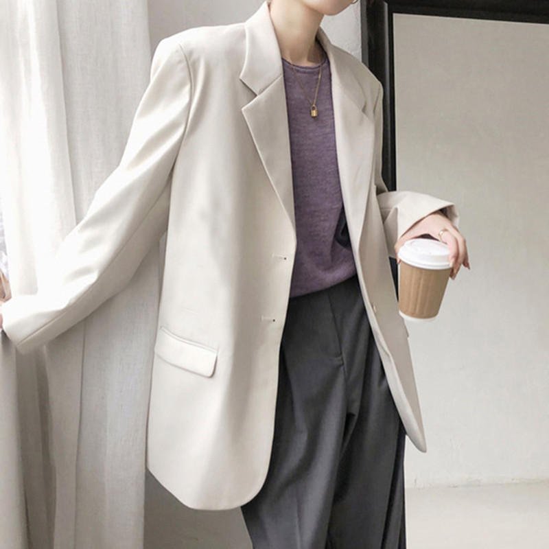 卡其色西装外套女2024春秋季韩版小西服套装女士休闲气质上衣简约