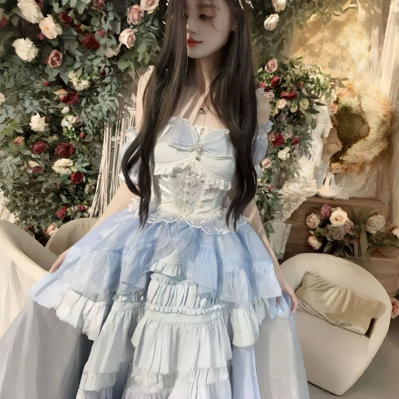现货设计Lolita洋装jsk吊带连衣裙夏装lo裙|undefined