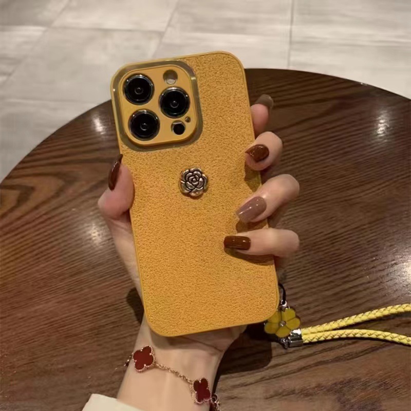 Estilo coreano Huawei mate60/50pro metal lente Apple 15Pro caja del teléfono para Huawei p60/M40 cuero