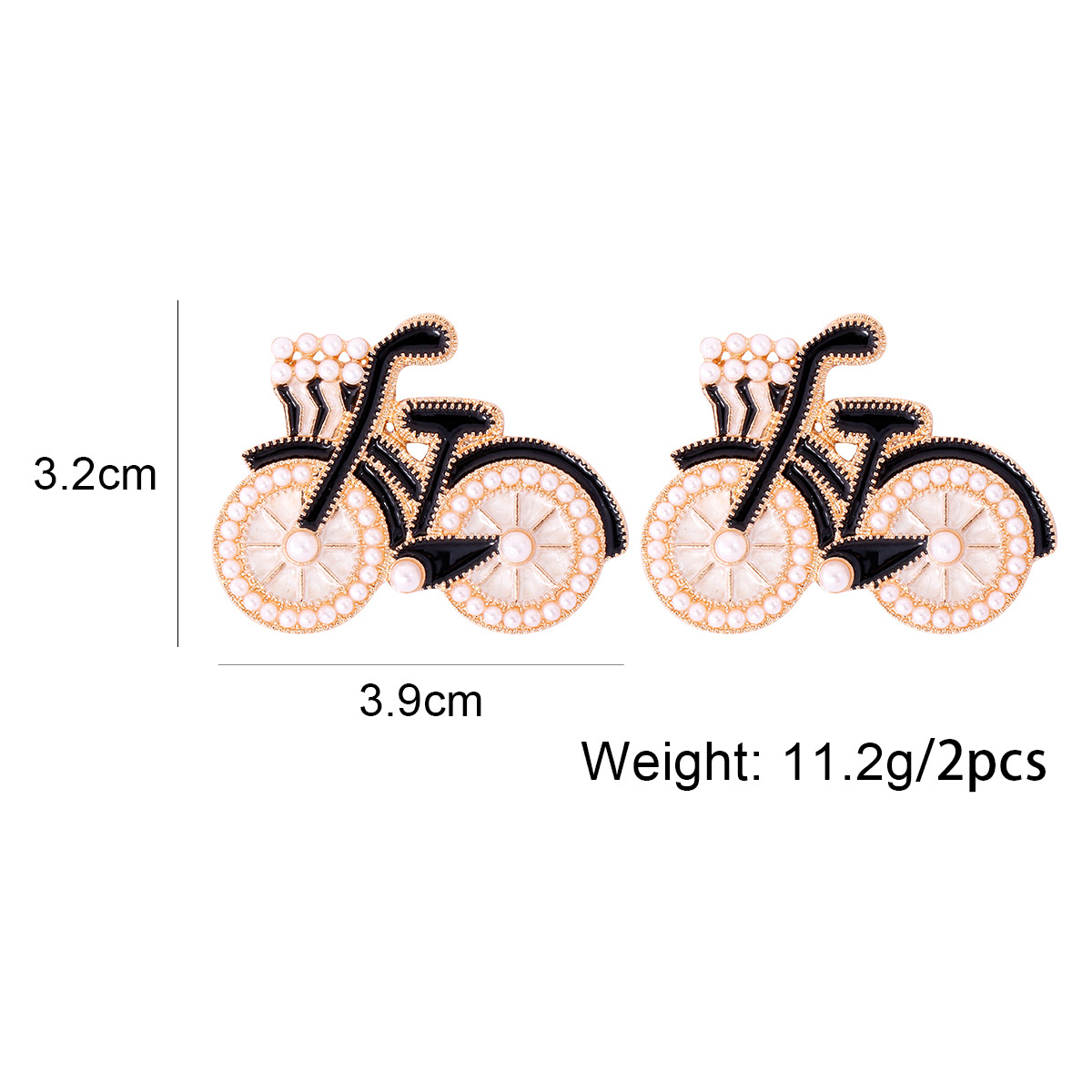 Cute Sweet Bicycle Alloy Artificial Pearls Women's Ear Studs 1 Pair display picture 1