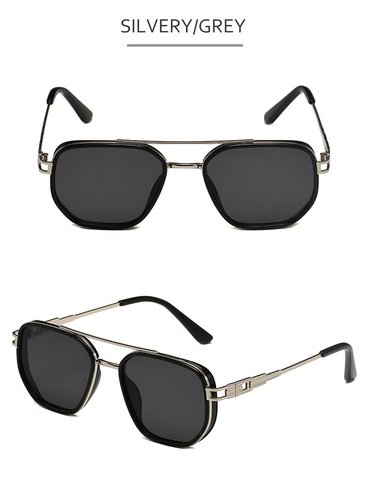 Retro Square Sunglasses For Men Uv Protection Metal Frame Style_voghion.com