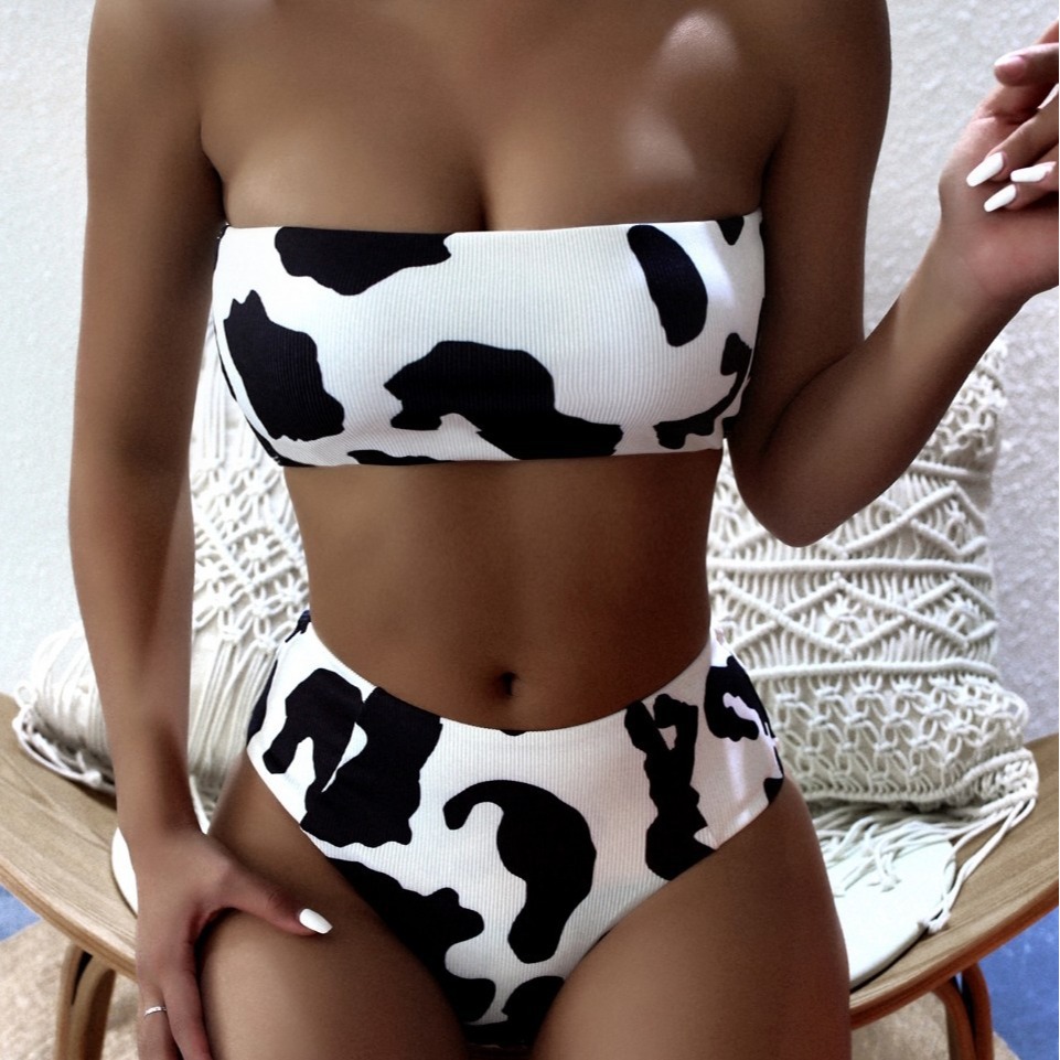 2023 New Ins Sexy High Waist Split Tube Top Amazon AliExpress in stock Bikini Swimsuit