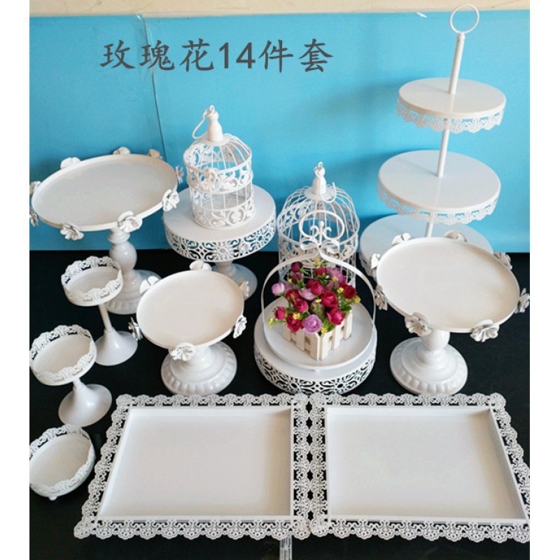 Tabla de postres de boda portapaste combinación set set de hierro forjado europeo 13 piezas set de decoración de bandeja West Point image 23