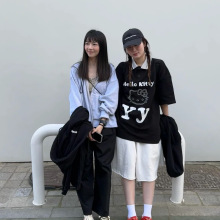 韩国潮牌OPEN YY凯蒂猫印花polo衫蔡文静虞书欣同款Kitty短袖T恤