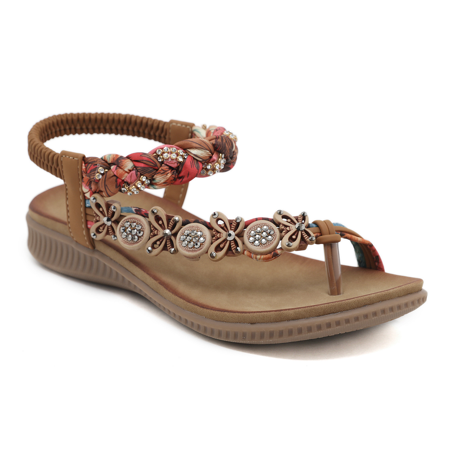 Sandalias de mujer estilo bohemio, tejidas a mano con cinta y pedrería, modernas y cómodas, Amazon 2025, 1722-1