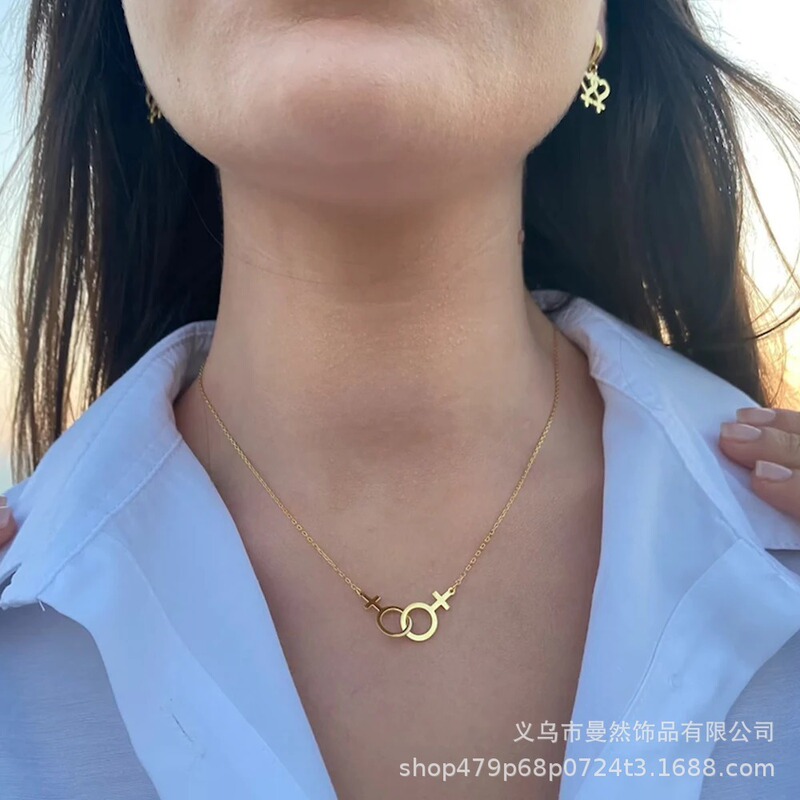 Cross border AliExpress wish hot sale symbol gender logo female sex pendant necklace stainless steel pendant foreign trade