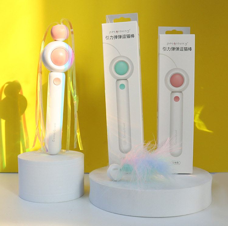 Pet gravedad inteligente corriendo coche de control remoto eléctrico gato de juguete auto-Hola pluma divertido gato palo ratón gato de juguete