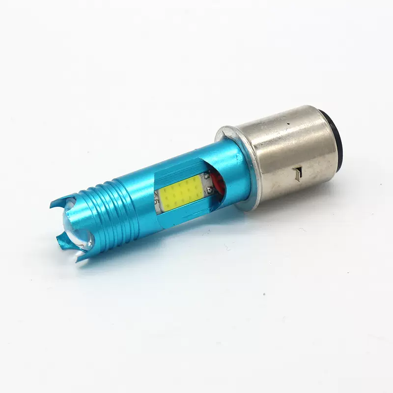 源头工厂新款2COB摩托车大灯带透镜七彩恶魔眼H4 BA20D P15D车灯