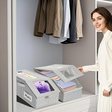 帽子收纳盒棒球帽防尘收纳盒两个可视窗可堆叠跨境拉链布艺收纳箱