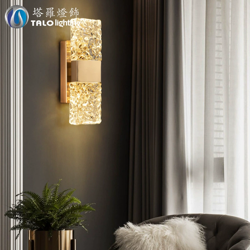 Wall Sconce stainless steel — Modern minimalist crystal wall lamp, 29×9×29 cm, light-luxury style