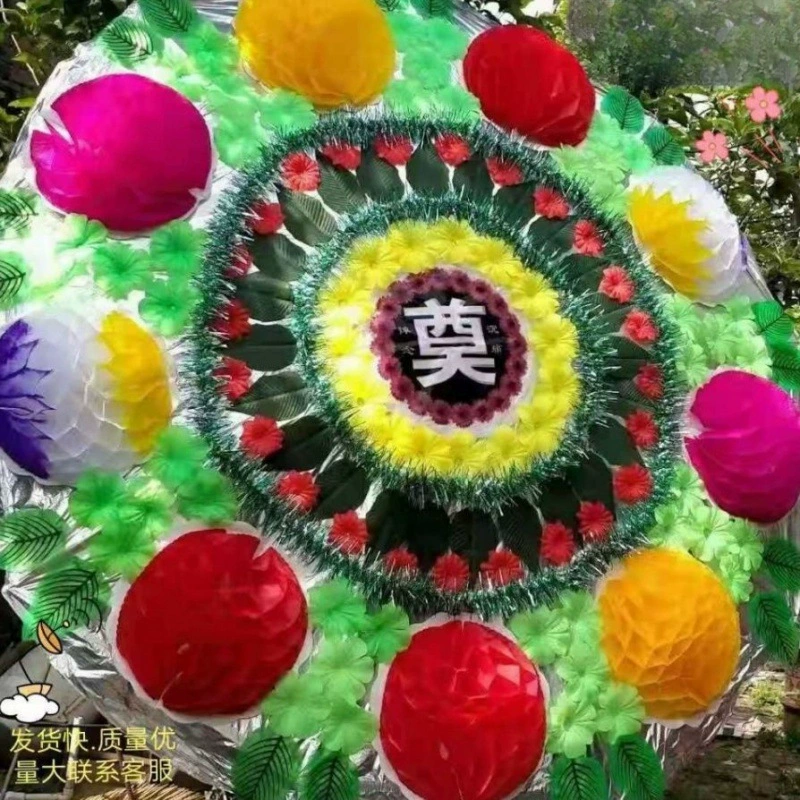 Funeral coffin funeral umbrella-style folding bright-bottom wreath finished product batch of ten or more