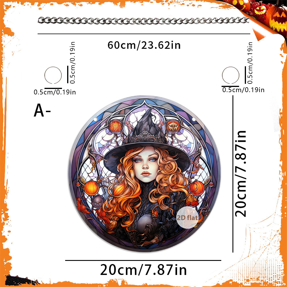 Decoración de Halloween transfronteriza cabeza de calabaza malvada 2D acrílico disco colgante ventanas de color porche colgante