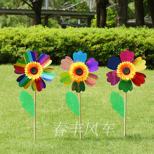 Colorful Wooden Pole Windmill Outdoor Scenic Courtyard Garden Decoration Large Windmill Street Stall Children's Toy Windmill Wholesale