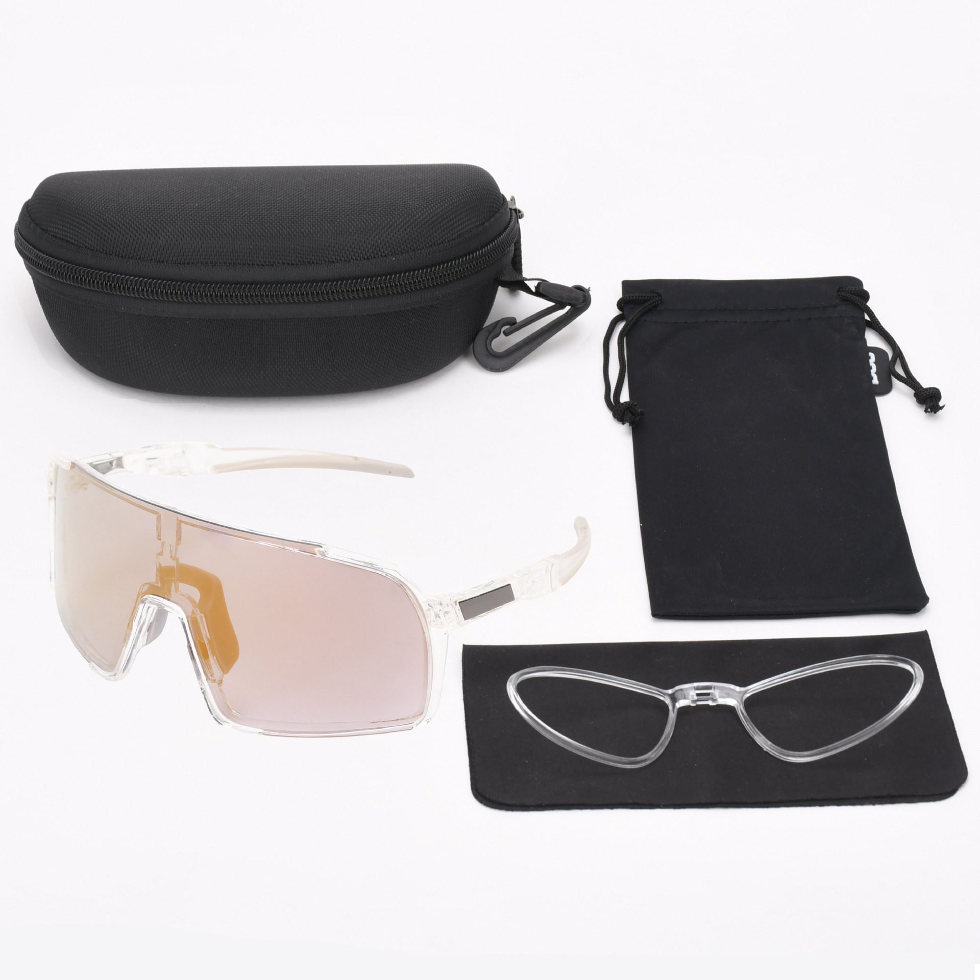 UY057 밝은 반투명 프레임 회색 다리와 꼬리 전체 금색 변색 필름(단일 안경 + 렌즈 가방 + 근시 내부 링 + EVA 지퍼 상자)