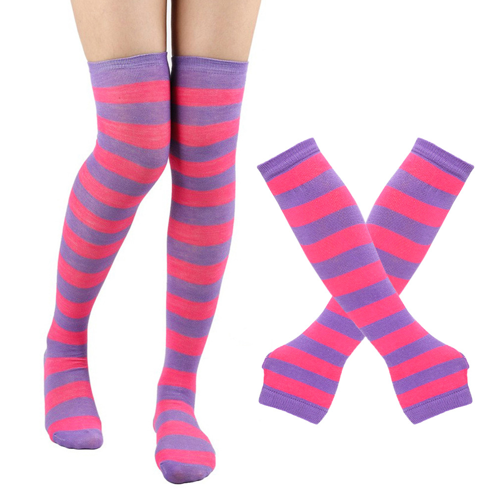 Mănuși cu dungi, șosete lungi peste genunchi, set de costume de petrecere pentru cosplay de Halloween SOC_voghion.com