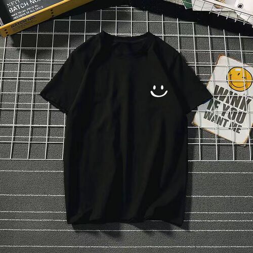 Cool-feeling Ice Silk Short Sleeve Men's Loose Student Black and White Half Sleeve T-Shirt Summer Trend Round Neck T-Shirt Versatile Base Shirt
