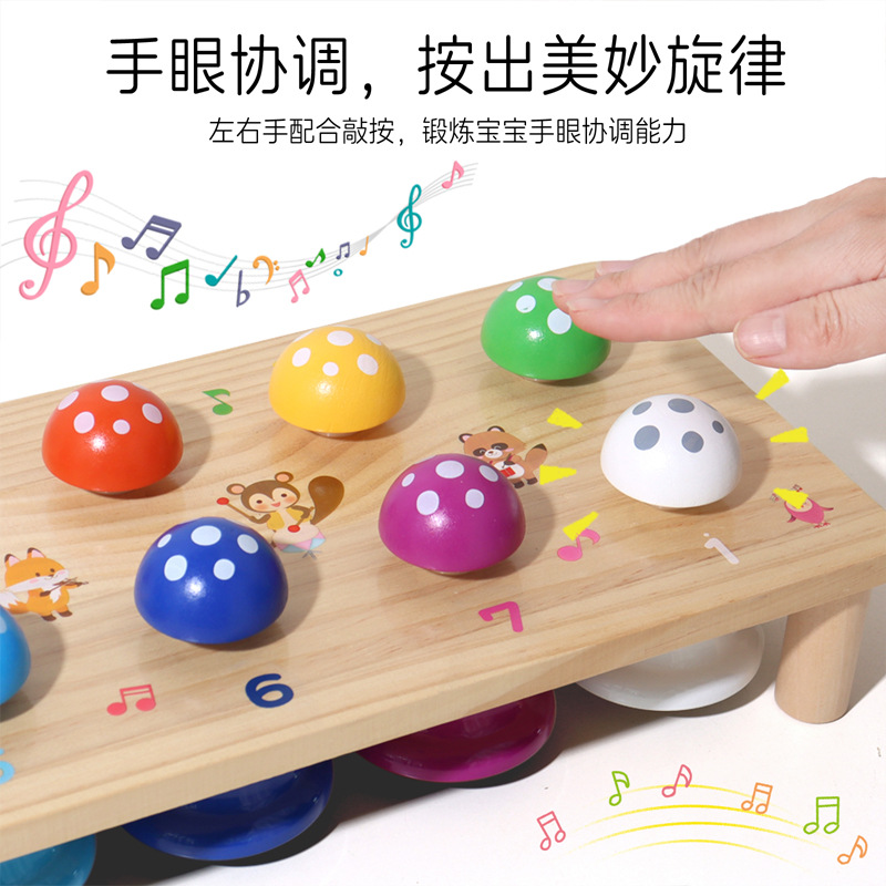 Melodía creativa para niños Campana de ocho tonos Prensa manual para niños Mushroom Color Music Festival Ensayo Instrumentos musicales Juguetes al por mayor