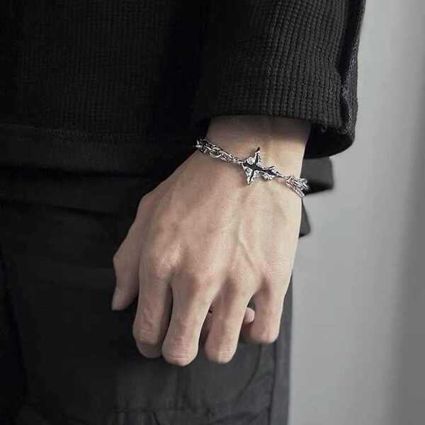 힙합 녹은 남성과 여성을위한 다크 크로스 팔찌 유행 올매치 틈새 디자인 고급 미국 스테인레스 스틸 목걸이