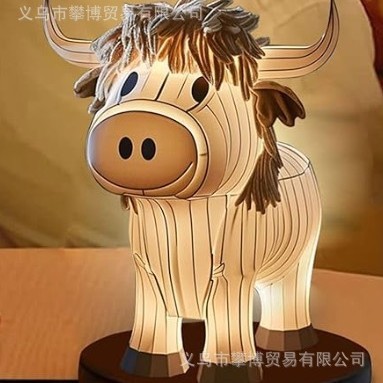 動物テーブルランプ子牛動物テーブルクリエイティブホームベッドサイド樹脂装飾品発光牛頭テーブルランプ|undefined