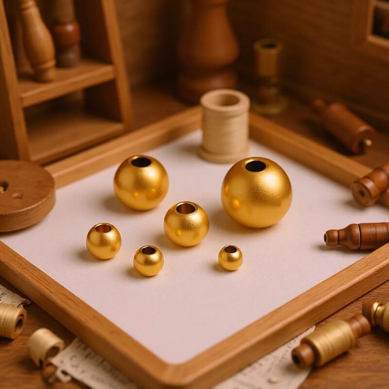 Traditional sand gold beads, copper beads, round beads, loose beads, DIY handmade beading materials for bracelets and necklaces