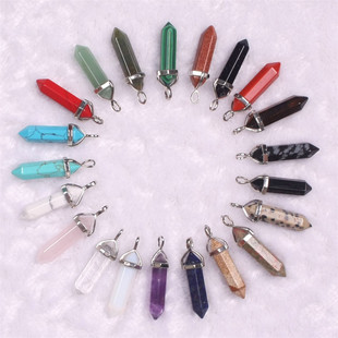 ˮ����Ȼʯ�^���������������ӏ��^�朵���Quartz Point Pendant
