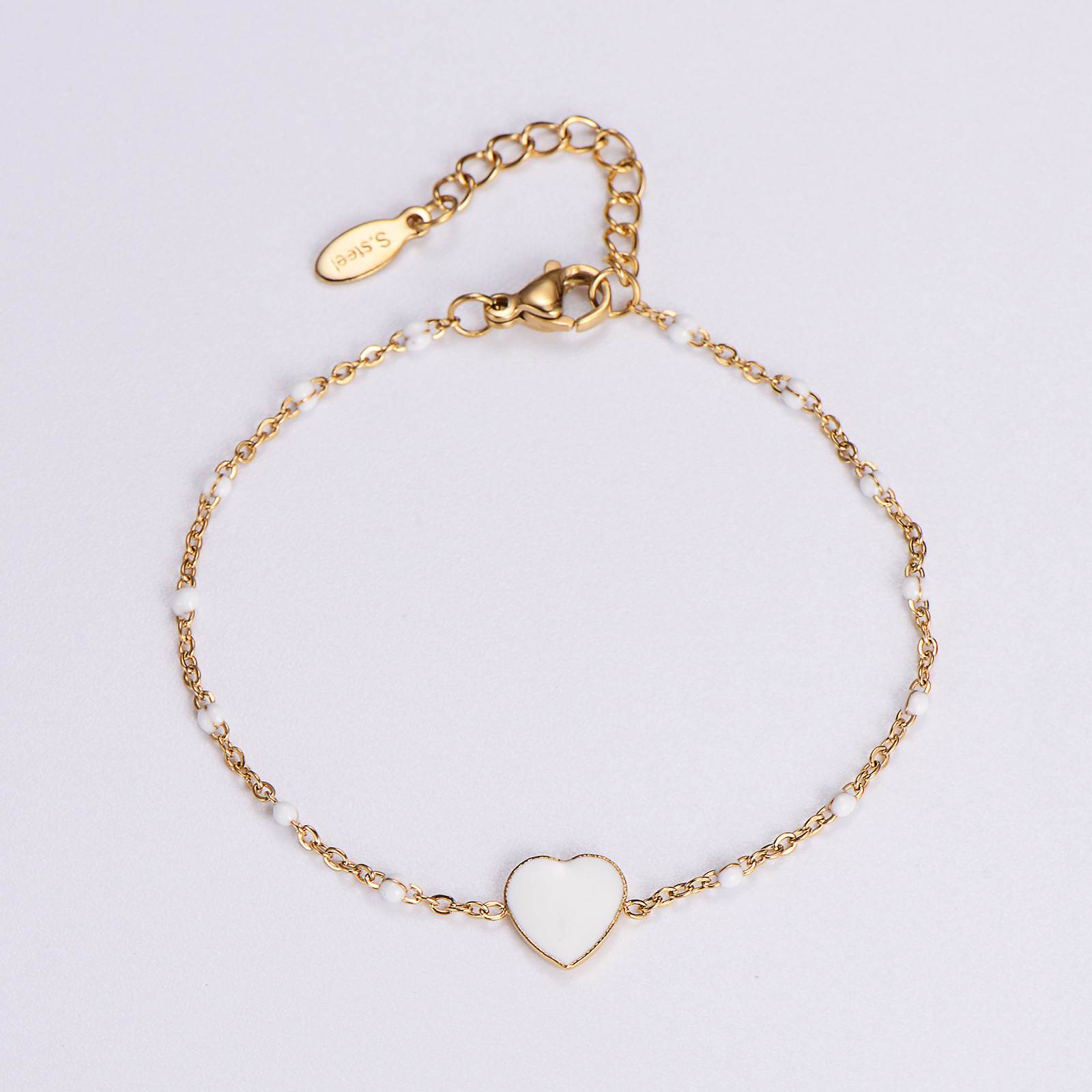 Heart Shape Pattern Sweet Heart Shape 316 Stainless Steel Bracelets In Bulk