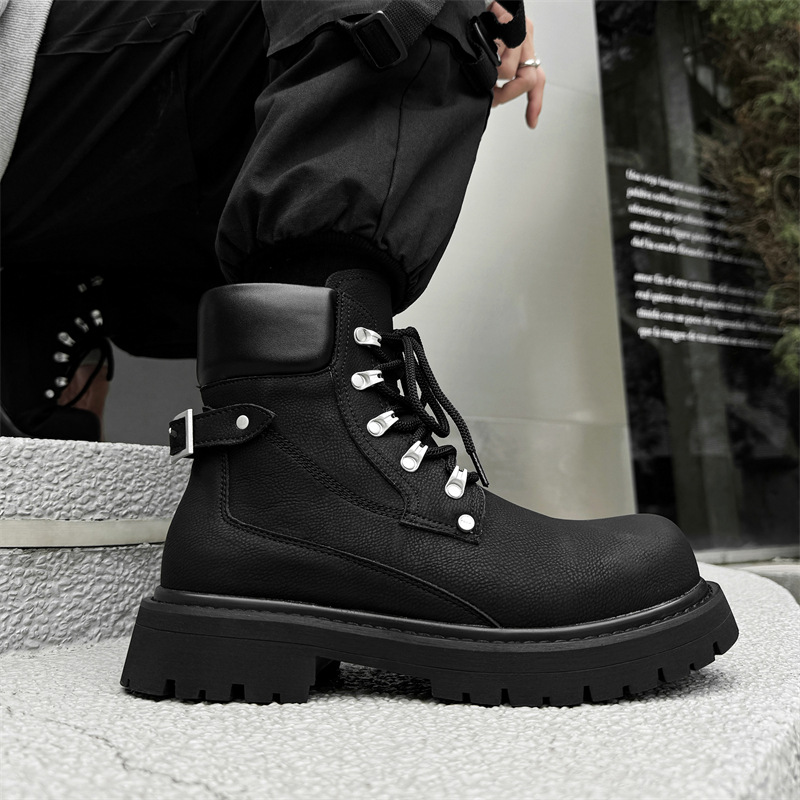 マーティンブーツ男2024新型英倫風工装靴復古高組靴アウトドア登山靴66590-j