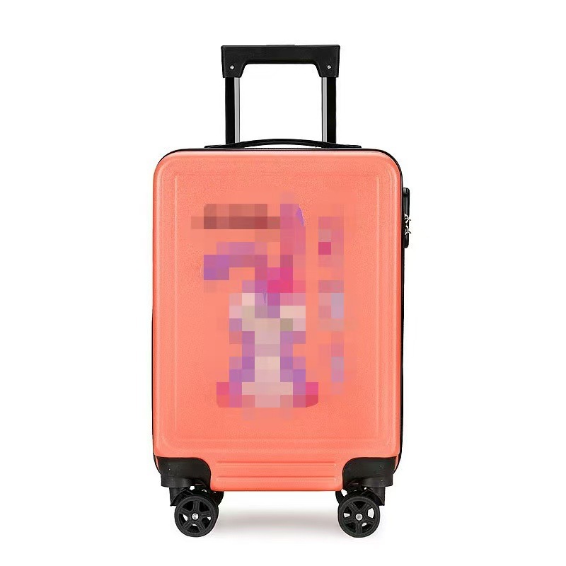 Nuevo equipaje imprimible logo trolley gran capacidad universal rueda maleta de dibujos animados en stock fábrica al por mayor