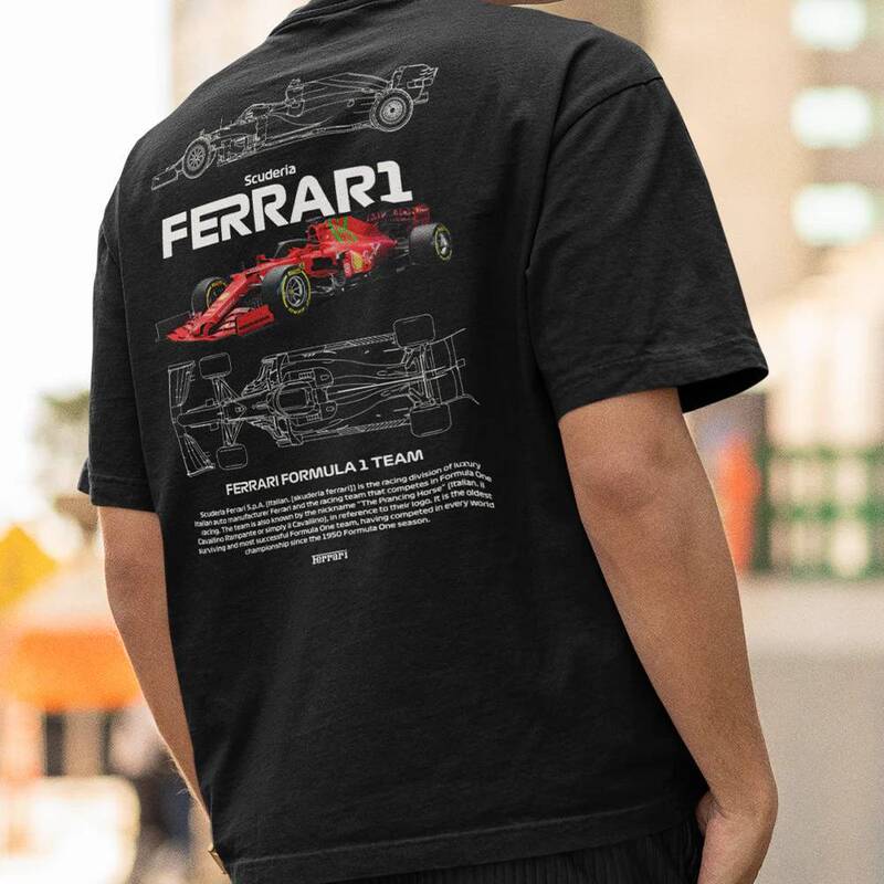 Amazon Summer Pure Cotton T-Shirt Ferrari Printed on the Back Men's Round Neck Short-Sleeved Loose Sports Top Amazon Summer Pure Cotton T-Shirt Ferrari Printed on the Back Men's Round Neck Short-Sleeved Loose Sports Top