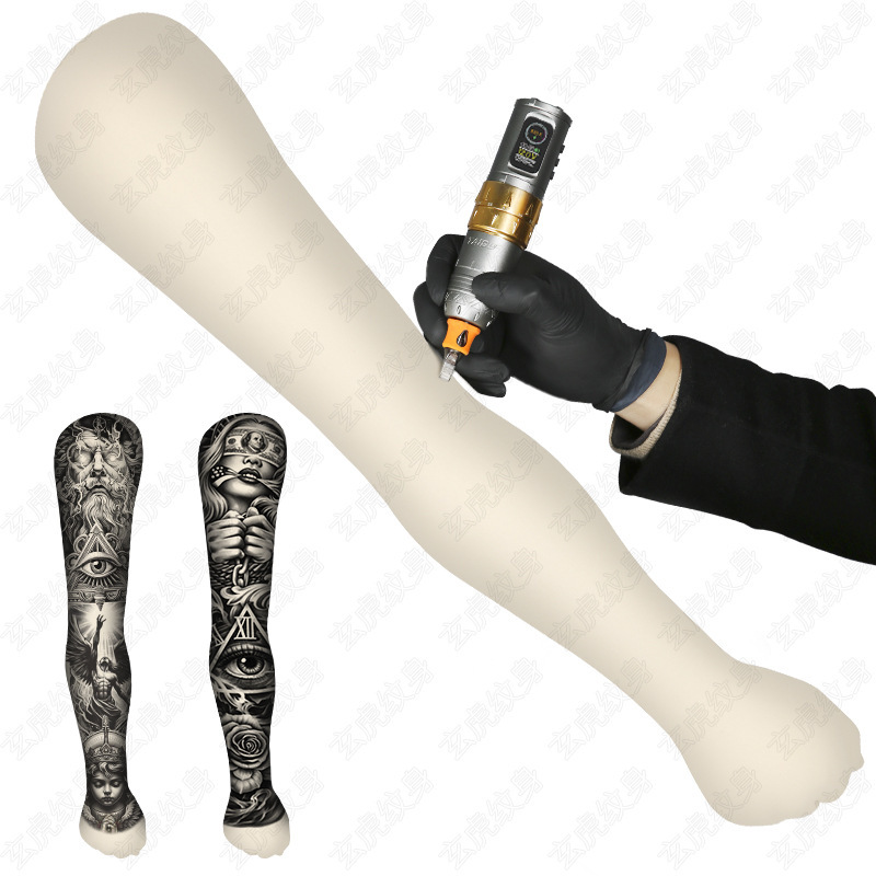 Tattoo Full Silicone Arm Flower Arm Practice Leather Artificial Shop Pattern Finished Product Display Fake Leather Tattoo Training Pendant