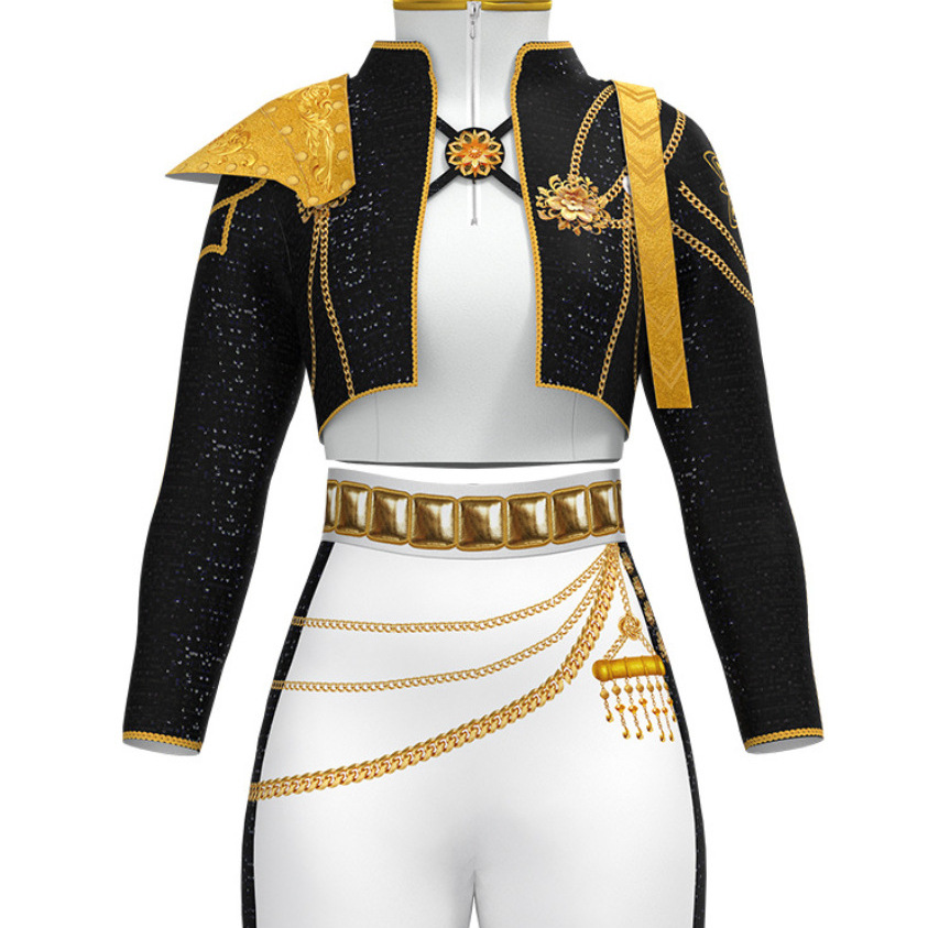 Rumi Costume Cosplay Amazon Cross-Border European and American Foreign Trade K-Pop Stage Outfit Women's Puff Sleeves