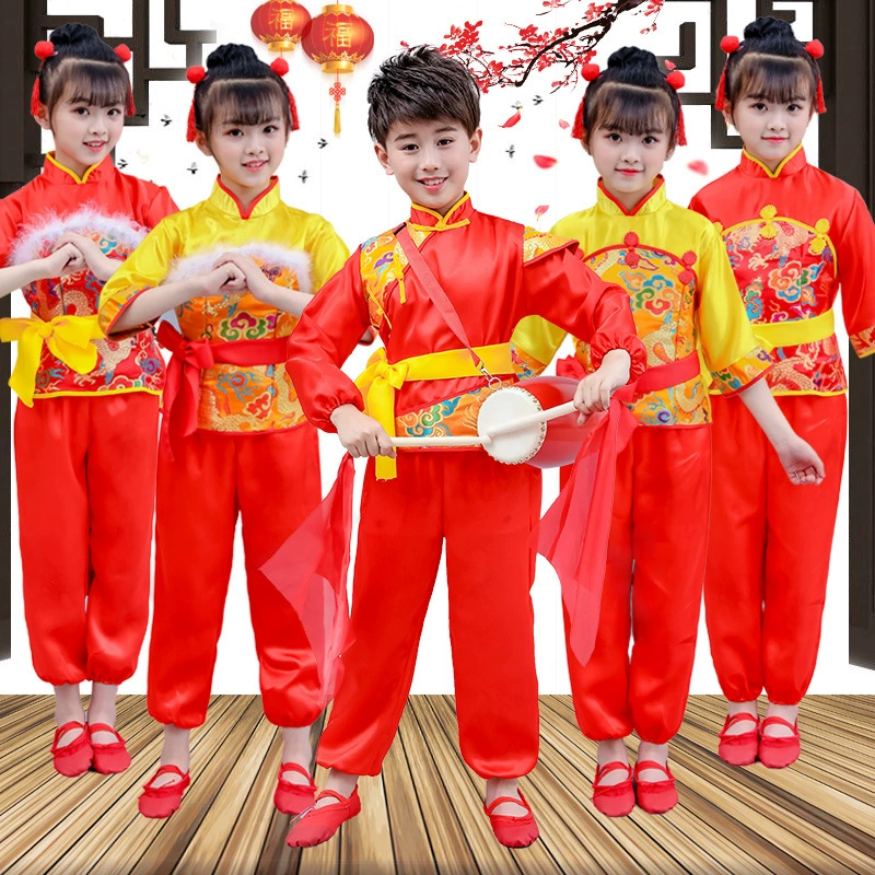 Детский костюм на национальный день Весенний фестиваль Праздничный костюм барабана Стартер Костюм Янко Народный танцевальный костюм для мальчиков и девочек