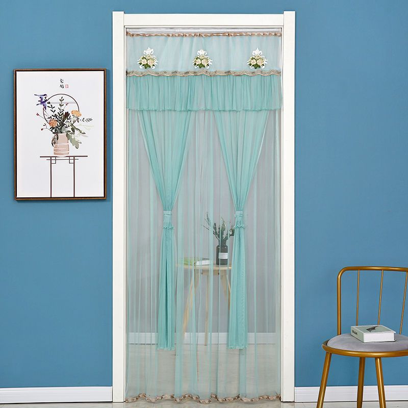 Cortina roja de boda de moda belleza hilo de encaje cortina de puerta dormitorio sala de estar simple cortina de partición a prueba de mosquitos